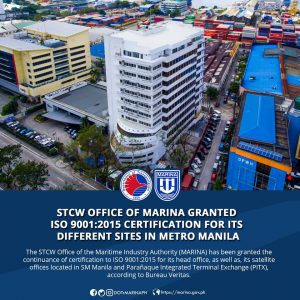 STCW Office Of MARINA Granted ISO 9001:2015 Certification For Its ...