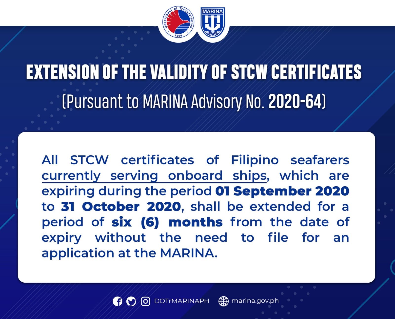 MARINA releases updated guidelines on revalidation of STCW certificates