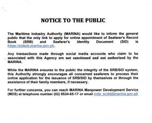 Notice to the Public 010523 sidsrb